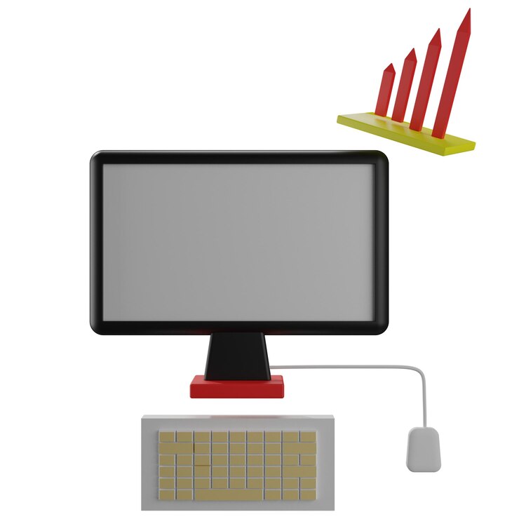 PSD 3 d illustration of personal computer and graph icon with transparent background