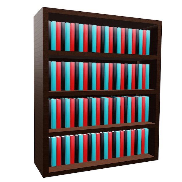 PSD 3 d illustration of procedural bookshelf