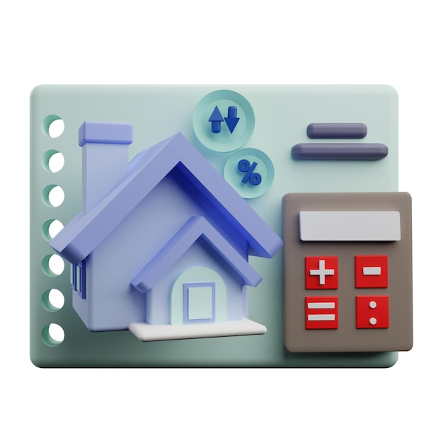 PSD 3 d illustration of a property budget icon with transparent background