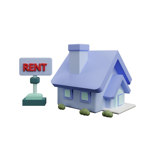 PSD 3 d illustration of a property rent icon with transparent background