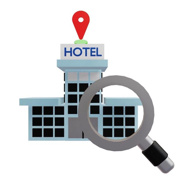 PSD 3 d illustration of searching hotel