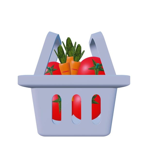 3 D illustration of shopping basket icon