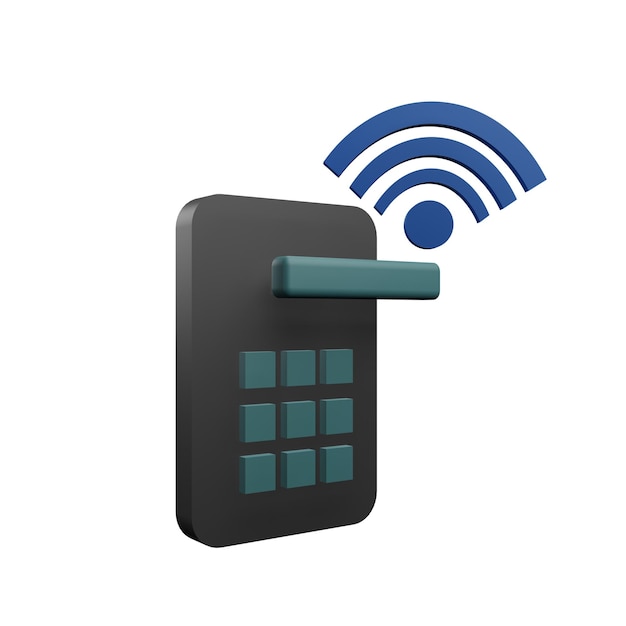 3 d illustration of smart door lock icon