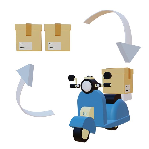 PSD 3 d illustration of supply chain icon