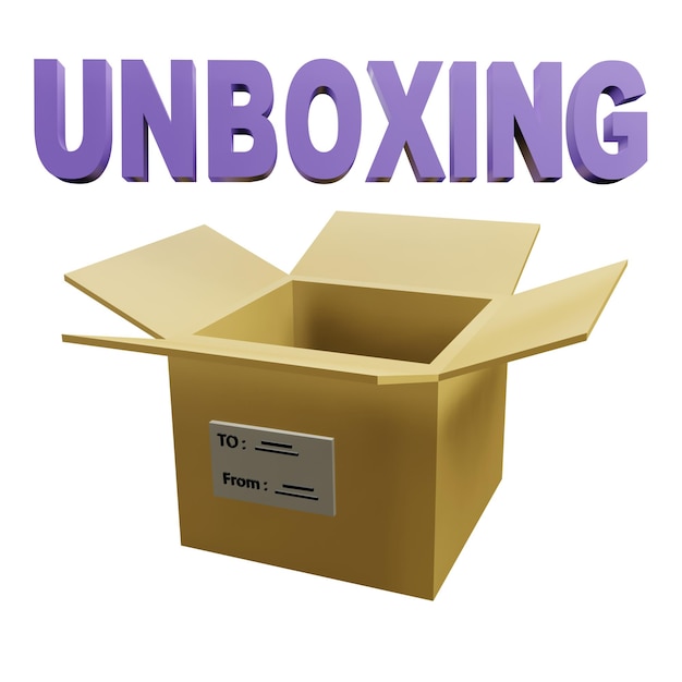 PSD 3 d illustration of unboxing icon