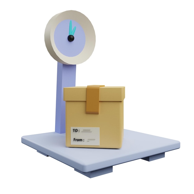 3 d illustration of weight scale parcel icon