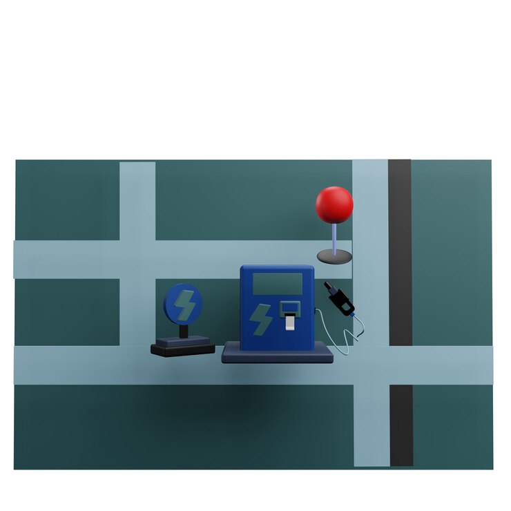 PSD 3 d ilustracja ikony położenia szpilki pompy elektrycznej