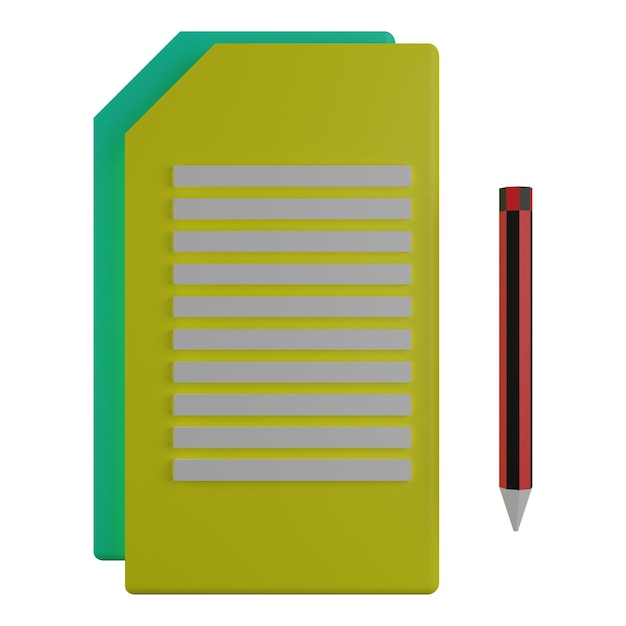 PSD 3 d ilustracja papierów i ikony długopisu z przezroczystym tłem