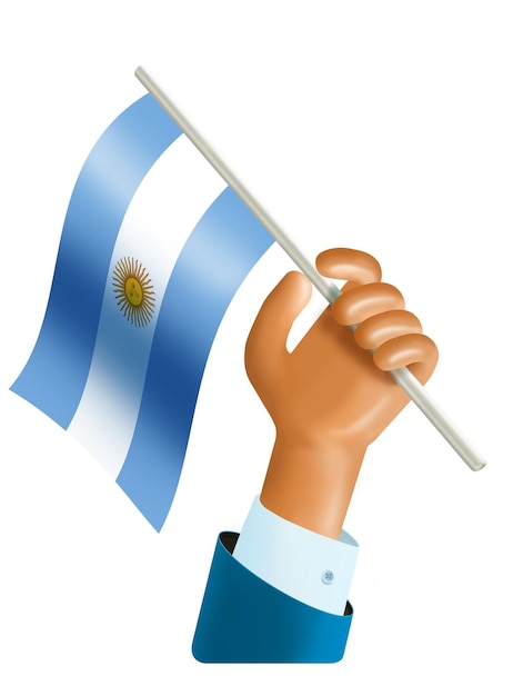 PSD 3 d ilustracja ręki machającej flagą argentyny koncepcja dnia niepodległości argentyny