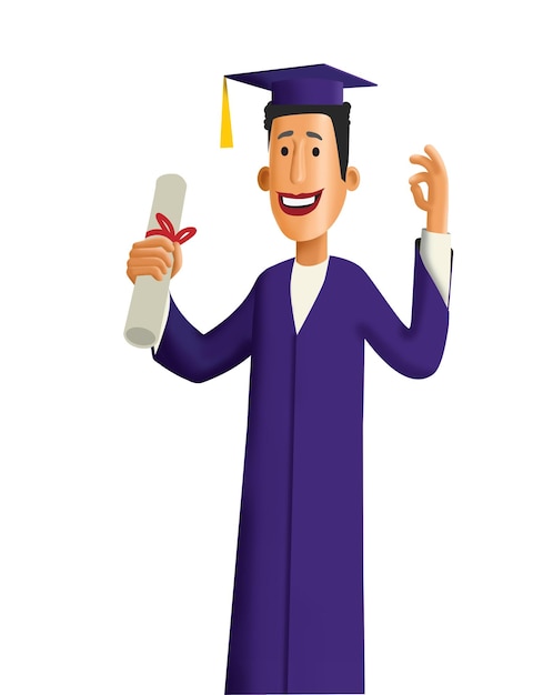 3 D ILUSTRACJA STUDENTA Z ZAGRANICZNYMI ZABYTKAMI W TLE KONCEPCJA WYMARZONEJ EDUKACJI