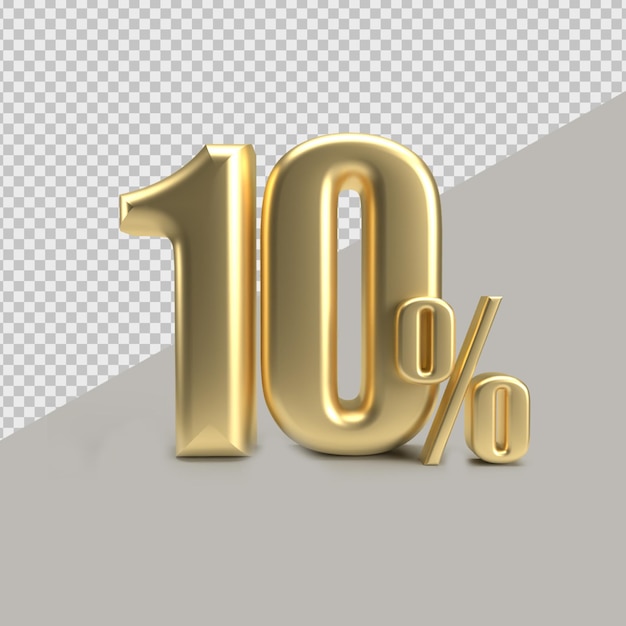 PSD 3 d render percenatage gold 10