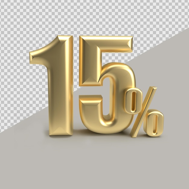 PSD 3 d rendering percentuale oro 15