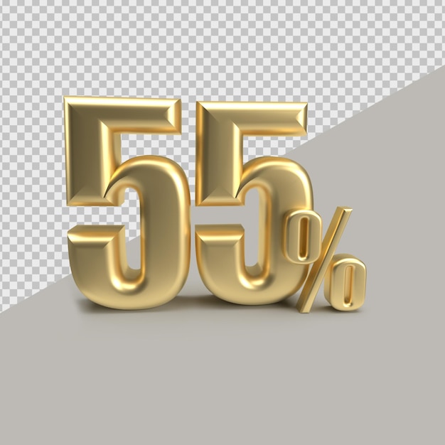 3D Render Percenatage Gold 55