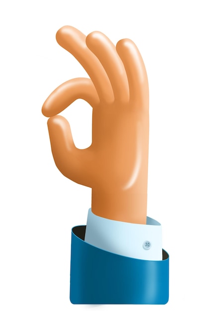 PSD 3 d rendered hand with excellence gesture excellence icon good work appreciation icon