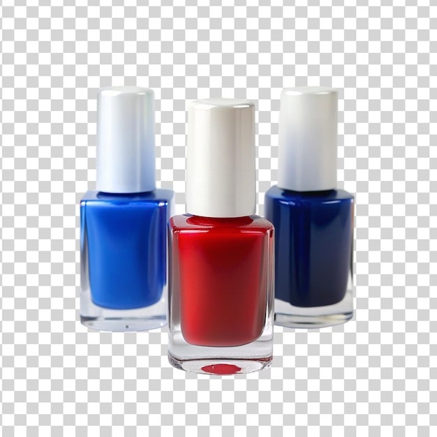 PSD 3 透明な背景に分離された青,赤,白の色の指甲油