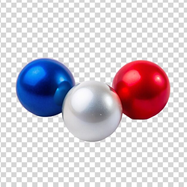 3 different colors pearls blue red and white isolated on transparent background