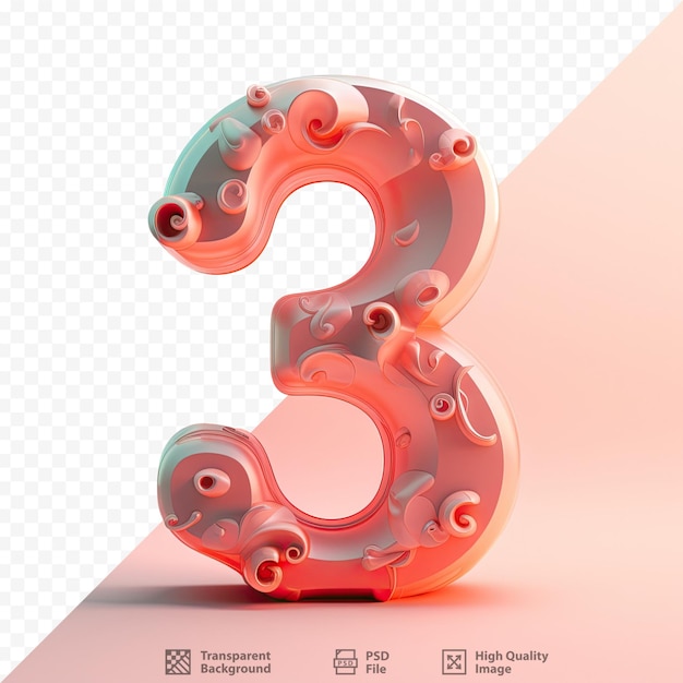 3 dimensional graphics of raised digits on a transparent background