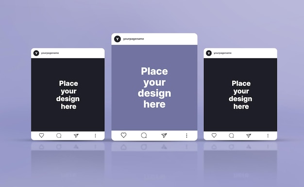 3 instagram post with blur shadow mockup
