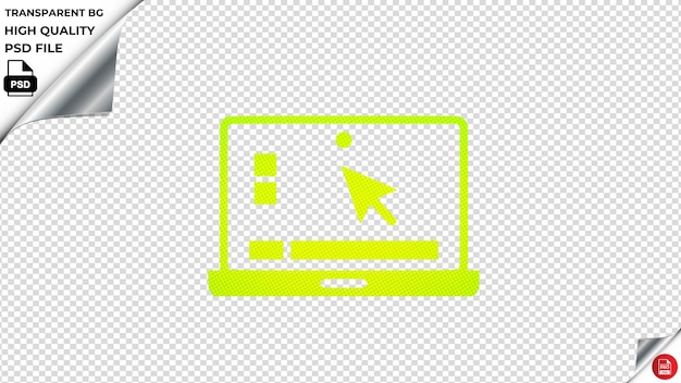 PSD 3 laptop vector icon fluorescerende groene psd transparant