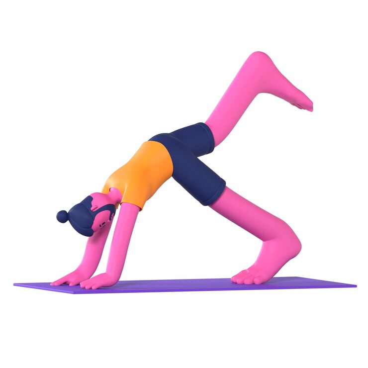 PSD 3 legged downward facing yoga male pose exercise