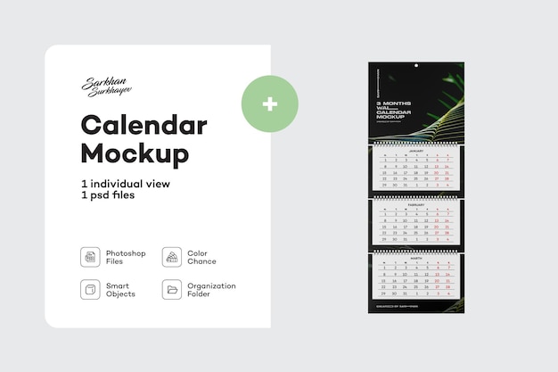 3 maanden muurkalender mockup