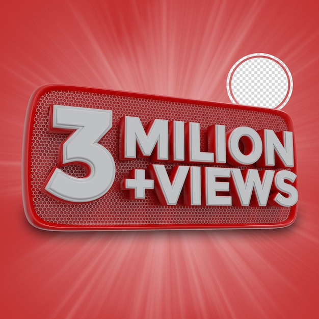 3 miljoen abonnees 3d-rendering