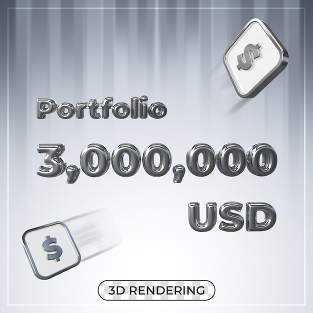 PSD 3d-рендеринг портфолио на 3 миллиона долларов сша