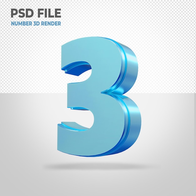 3 Number 3D Render