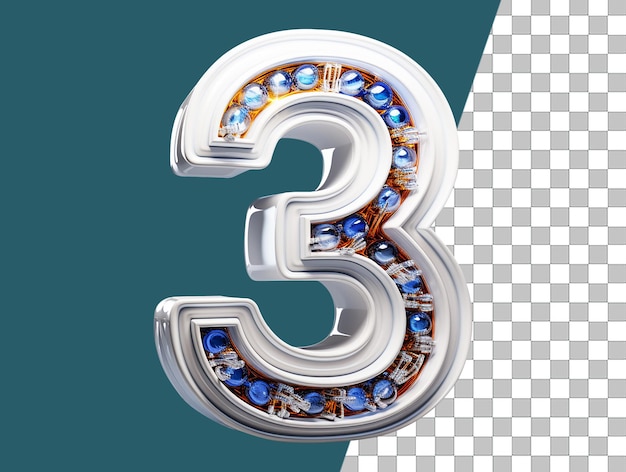 3 Number 3d with transparent background