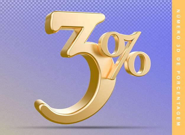 3 number percentage 3d gold