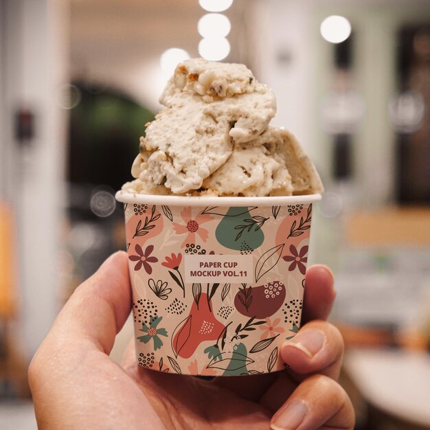 PSD 3 oz paper ice cream cup mockup front view