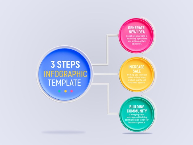 PSD modello di progettazione di infografiche aziendali creative in 3 passaggi