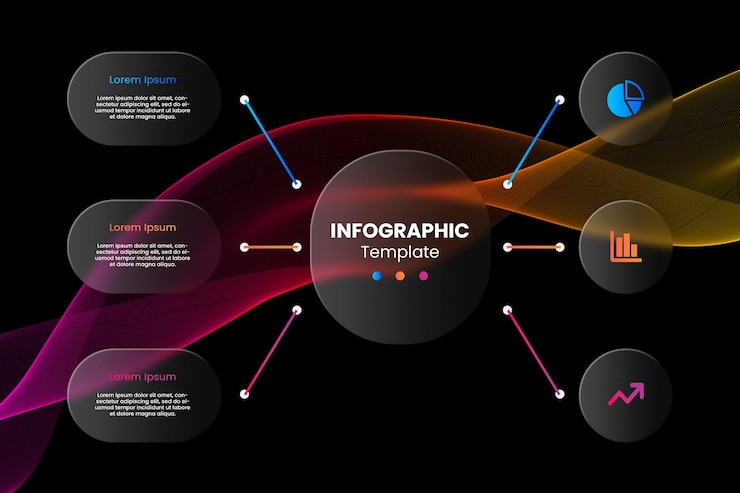 PSD 3 steps infographic glassmorphism design