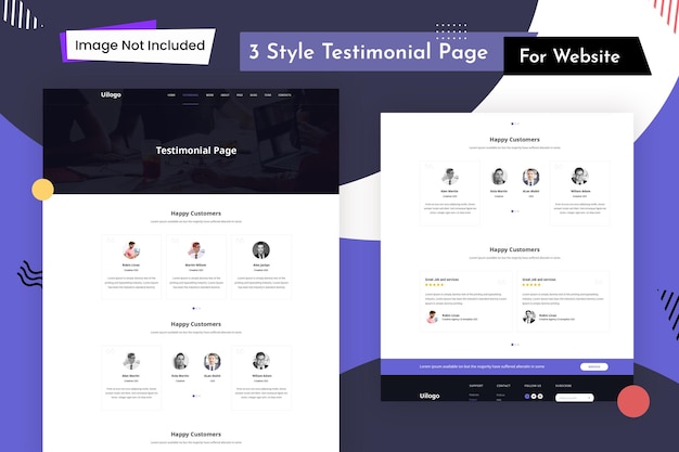 PSD 3 style testimonial template ui-kit voor website