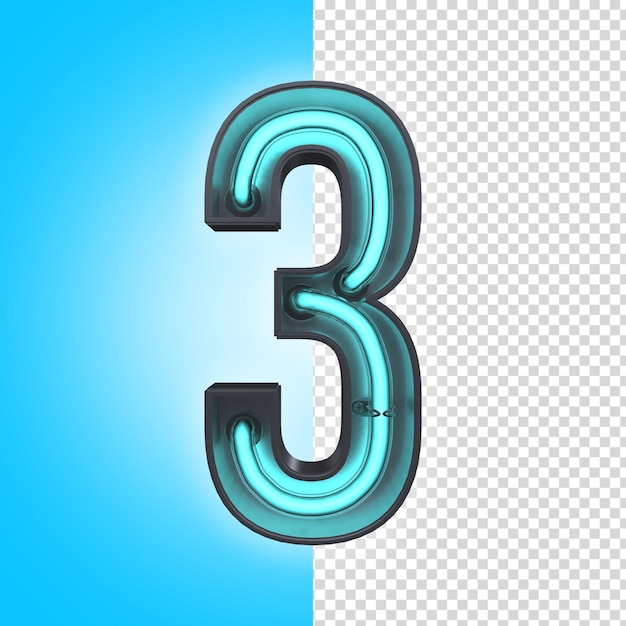 3 three neon 3d letter