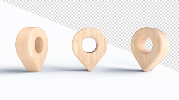 3 Wooden pointer isolated on isolated background 3d illustration