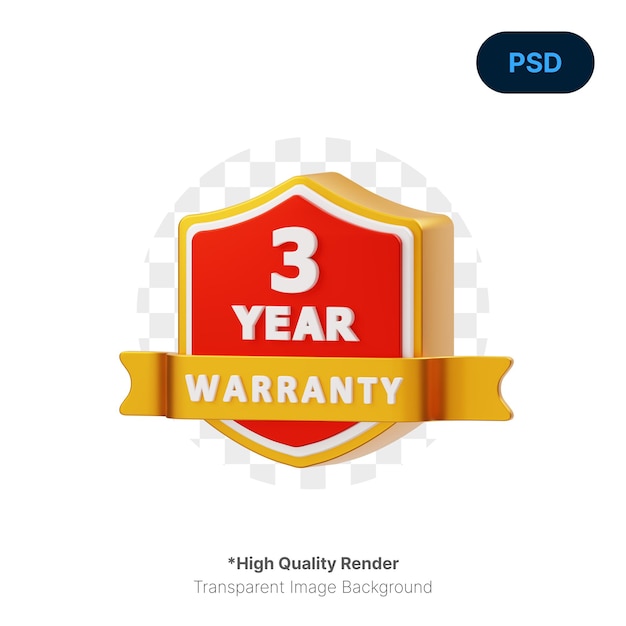 PSD 3 years warranty badge 3d icon premium psd