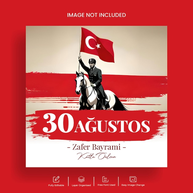 30 august turkey independence day social media post and instagram post or flyer template design