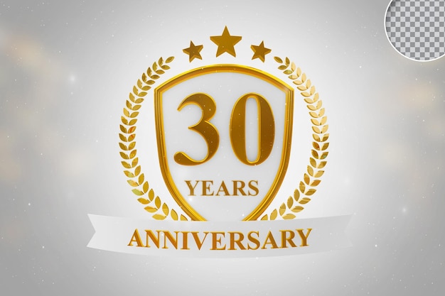 30 jarig jubileum sjabloon goud 3D-rendering geïsoleerd