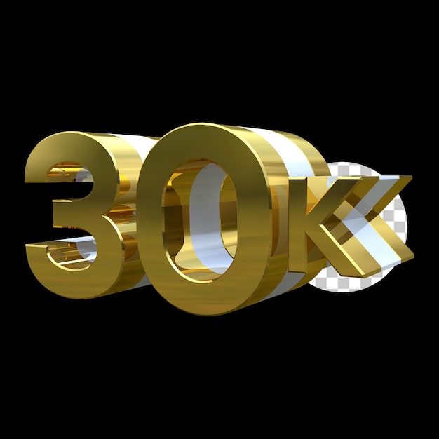 30 k volgers op sociale media Bedankt Post Design 3D Render Gold