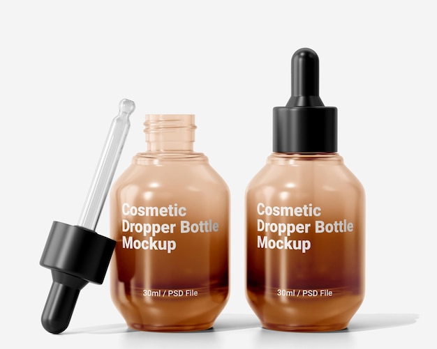 PSD 30 ml cosmetic glass dropper bottle packaging mockup psd