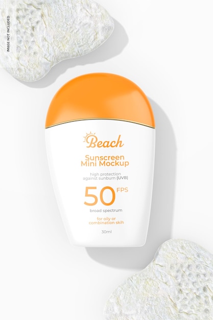 PSD 30 ml sunscreen mini bottle mockup top view