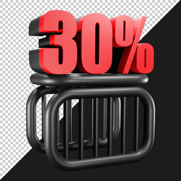 30 Percent 3D Design Transparent Background Psd