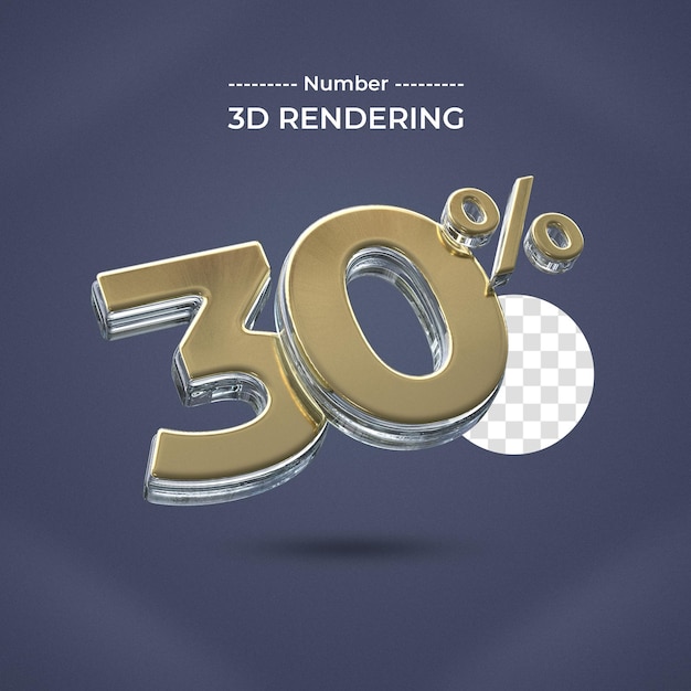 30 percent 3d rendering with transparent background