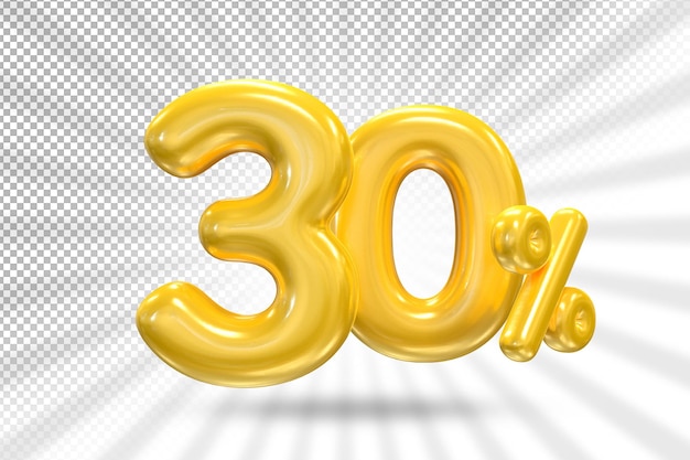 30 percent balloons gold luxury offer in 3d