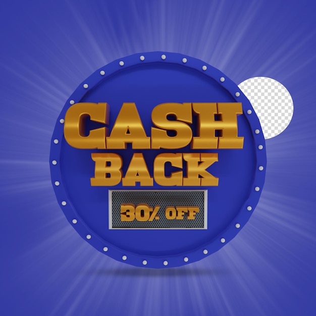 PSD 30 percent cash back 3d render