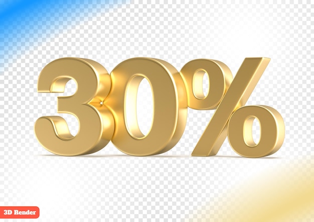 30% 금색 3d 렌더링