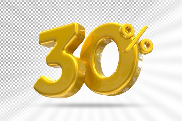 30 per cento di offerta d'oro in 3d