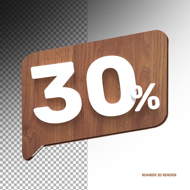 Скидка 30 процентов на символ продажи 3d из реалистичного дерева 3d рендеринга