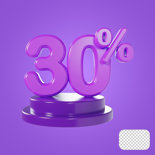 할인 가격 3d 렌더링에서 30% 할인